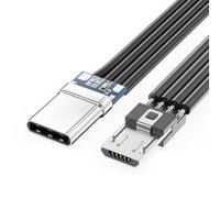 Mllepjdh Câble plat fin USB type C coudé à 90 degrés vers micro USB pour données et chargement