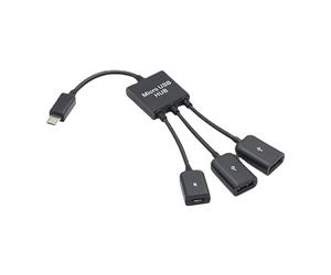 Mllepjdh Câble répartiteur 3 en 1 Micro USB vers 2 OTG 3 ports Hub Micro-USB Type-C Adaptateur Convertisseur pour Tablette Ordinateur Clavier Hub USB 3.0 Alimenté PC avec Support de Bureau Rapide