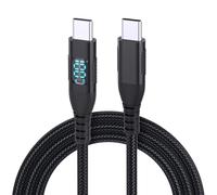 Mllepjdh Câble tressé de type C vers type avec indicateurs numériques, protection de charge rapide, câble de données pour câble électronique USB vers USB