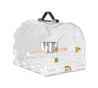 Mllepjdh Cage à oiseaux polyvalente en acrylique transparent avec mangeoires et perchoir pour la marche en plein air