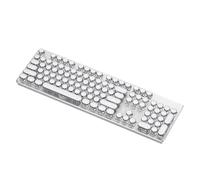 Mllepjdh Clavier mécanique rétro punk rond pour joueurs 104 touches arc-en-ciel éclairage média contrôleur blanc