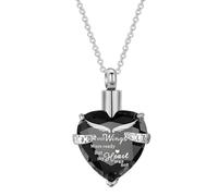 Mllepjdh Collier commémoratif pour Animaux de Compagnie, Black | Bijoux commémoratifs d ' aile avec pendentif en forme de cœur, bijoux commémoratifs quotidiens pour un port facile