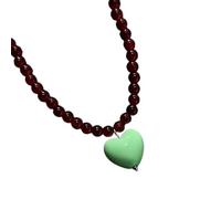 Mllepjdh Collier de clavicule en perles en forme de cœur Dopamine, bijoux tendance pour adolescentes, accessoires de printemps, belle chaîne de clavicule en perles d ' amour
