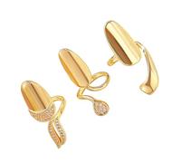 Mllepjdh De 3 anneaux d ' articulation réglables avec zircone cubique scintillante pour une décoration élégante des ongles et des accessoires de mode, accessoire élégant