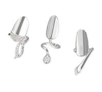 Mllepjdh De 3 anneaux d ' articulation réglables avec zircone cubique scintillante pour une décoration élégante des ongles et des accessoires de mode, accessoire élégant