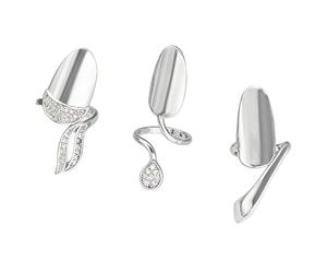 Mllepjdh De 3 anneaux d ' articulation réglables avec zircone cubique scintillante pour une décoration élégante des ongles et des accessoires de mode, accessoire élégant