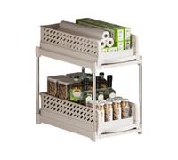 Mllepjdh de rangement coulissant à 2 niveaux pour comptoir de cuisine, étagère de rangement à espaces étroits avec conception à double couche, tiroir organisateur de tiroir coulissant