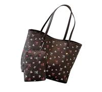 Mllepjdh Élégant imprimé nœuds sur le dessus, sac essentiel de travail spacieux avec sangle confortable, sac à main tendance pour femme, sac à bandoulière spacieux, café, One Size
