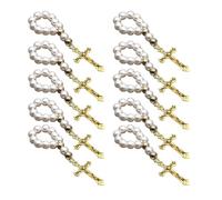 Mllepjdh Extensible avec pendentif croix, accessoire de mode, perles religieuses, bijoux de poignet pour le quotidien, à la mode, 10 pièces