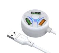 Mllepjdh Hub de charge USB multi-appareils avec 3 ports de charge USB - Répartiteur USB - Câble de 118 cm - Convertisseur USB - Blanc