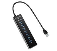 Mllepjdh Hub USB 7 ports USB 3.0 adaptateur avec indicateurs LED pour ordinateur de bureau, ordinateur portable, claviers, imprimante, transfert de données 5 Gbit/s