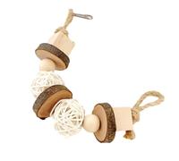 Mllepjdh Jouet molaire à suspendre pour oiseaux avec perles, balle et bloc de bois naturel pour une heure de divertissement pour cage d'oiseau de petite taille, jouet à mâcher pour perroquets en