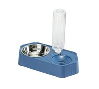 Mllepjdh Mangeoire et abreuvoir pour animaux domestiques - Bol anti-renversement amovible - Fontaine à eau inclinée - Distributeur d'eau automatique - Bleu