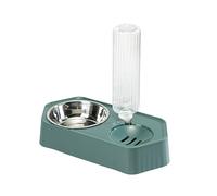 Mllepjdh Mangeoire et abreuvoir pour animaux domestiques - Bol anti-renversement amovible - Fontaine à eau inclinée - Distributeur d'eau automatique - Vert