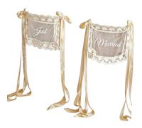 Mllepjdh Paire de décorations de Chaise de Table d ' Honneur avec Centre en et détails en Dentelle et Rubans d ' Attache pour événements de Mariage romantiques