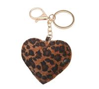 Mllepjdh Porte-clés en forme de cœur léopard facile à utiliser, design en cuir synthétique, sans outils nécessaires pour une fixation rapide et pratique, marron foncé, gold chain