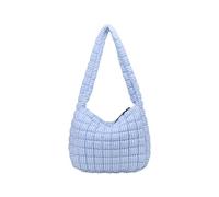 Mllepjdh Sac à bandoulière matelassé de grande capacité pour femme avec fermeture éclair pour les trajets quotidiens ou le travail, bleu, One Size