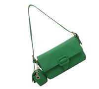 Mllepjdh Sac à main pour femme - Couleur unie - Tendance - Style rétro - Aisselle avec pendentif - Style rétro - En cuir synthétique, Vert, One Size