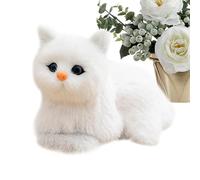 Mlllokfki Small Cat Sculpture, Cat Collectible Figurine, Tiny Cat Ornament, Cat Plush Stuffed Toy 7.09in, Cute Cat Doll Toys with Meows Sounds Photo Props Home Car Decorative Figure for Tabletop