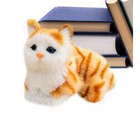 Mlllokfki Small Cat Sculpture, Cat Collectible Figurine, Tiny Cat Ornament, Cat Plush Stuffed Toy 7.09in, Cute Cat Doll Toys with Meows Sounds Photo Props Home Car Decorative Figure for Tabletop