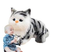 Mlllokfki Small Cat Sculpture, Cat Collectible Figurine, Tiny Cat Ornament, Cat Plush Stuffed Toy 7.09in, Cute Cat Doll Toys with Meows Sounds Photo Props Home Car Decorative Figure for Tabletop