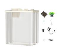 Mlllokfki Transparent Fish Tank, Compact Aquarium avec lumière, Atmosphere Light Fish Tank, Air Pump Included, Small Fish Habitat, Artificial Flowers Aquarium for Small Fish, Snail, Shrimp