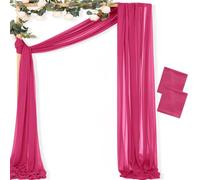 MLMC Lot de 2 panneaux de tissu drapé en mousseline de soie pour décoration de plafond de mariage en plein air, arche de mariage, 6 m, rose vif