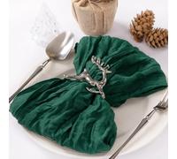 MLMC Lot de 24 serviettes en gaze lavables en gaze style bohème rustique pour mariage, fête prénuptiale, anniversaire, anniversaire de mariage - 53,3 x 53,3 cm - Vert émeraude