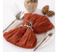 MLMC Lot de 60 serviettes de table en étamine terre cuite en vrac réutilisables et lavables pour automne, mariage, réunions de famille, événements - 53,3 x 53,3 cm - Orange brûlé