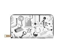 Mlmnbvc Long portefeuille en cuir synthétique avec fermeture éclair pour homme et femme - Grande capacité pour cartes, espèces, pièces de monnaie - Imprimé chimie, blanc, taille unique, décontracté,