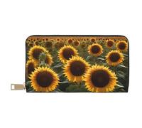 Mlmnbvc Long portefeuille en cuir synthétique avec fermeture éclair pour homme et femme, pochette d'été de grande capacité pour cartes, espèces, pièces de monnaie, tournesols de ferme, blanc, taille