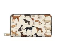 Mlmnbvc Long portefeuille en cuir synthétique avec fermeture éclair pour homme et femme, sac à main d'été de grande capacité pour cartes, espèces, pièces de monnaie, race de chien, blanc, taille