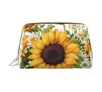 Mlmnbvc Petite trousse de maquillage, trousse de maquillage, trousse de toilette pour femme - 17 x 10,9 x 7,6 cm - Tournesols jaunes et fleurs blanches, blanc, taille unique, blanc, Taille unique