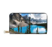 Mlmnbvc Portefeuille pour femme de grande capacité avec fermeture éclair, portefeuille long pour cartes, téléphone portable, argent liquide, cadeau d'été pour elle, montagnes rocheuses, taille unique,