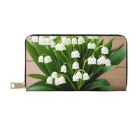 Mlmnbvc Portefeuille pour femme de grande capacité avec fermeture éclair, portefeuille long pour cartes, téléphone portable, argent - Cadeau d'été - Lys of the Valley, Lys of the Valley, Taille