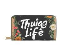 Mlmnbvc Portefeuille pour femme de grande capacité avec fermeture éclair, portefeuille long pour cartes, téléphone portable, argent liquide, cadeau d'été pour elle - Fleurs de vie voyou, Thug Life