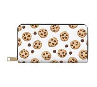 Mlmnbvc Portefeuille pour femme de grande capacité avec fermeture éclair, portefeuille long pour cartes, téléphone portable, argent liquide, cadeau d'été pour elle - Biscuits aux pépites de chocolat,