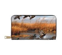 Mlmnbvc Portefeuille pour femme de grande capacité avec fermeture éclair, portefeuille long pour cartes, téléphone portable, argent liquide, cadeau d'été pour elle - Chasse volant, canard sauvage,