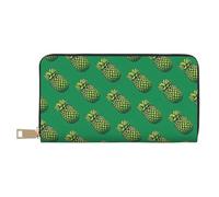 Mlmnbvc Portefeuille pour femme de grande capacité avec fermeture éclair, portefeuille long pour cartes, téléphone portable, argent - Cadeau d'été pour elle - Un ananas, un ananas, taille unique,