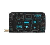Mlmnbvc Portefeuille pour femme de grande capacité avec fermeture éclair, portefeuille long pour cartes, téléphone portable, argent liquide, cadeau d'été pour elle - Motif de jeu vidéo, Modèle de jeu