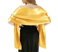 MLMW Châles et écharpes jaunes pour femmes, robes de soirée, satin de printemps, châle formel, enveloppements habillés extra longs pour mariage, fête de bébé, mariage