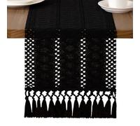 MLMW Chemin de Table tissé en macramé de Style bohème avec Glands, 91,4 cm de Long, 30,5 x 91,4 cm, décoration d'intérieur pour Salon, Table, Noir