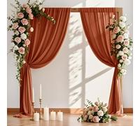 MLMW Lot de 2 panneaux de tissu drapé pour arche de mariage d'automne, 73,7 cm x 6,1 m, orange brûlé, terre cuite, rideaux d'extérieur pour cérémonie de Thanksgiving, décoration de plafond