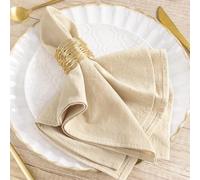 MLMW Lot de 6 serviettes de table en lin et coton lavables en vrac pour fête de mariage, fête prénatale, fête prénuptiale, anniversaire - 40,6 x 40,6 cm - Beige
