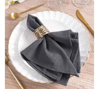 MLMW Lot de 6 serviettes de table en lin et coton lavables en vrac pour fête de mariage, fête prénatale, fête prénuptiale, décoration de table d'anniversaire - Gris - 40,6 x 40,6 cm