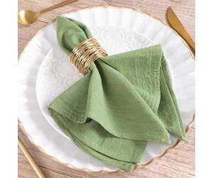 MLMW Lot de 6 Serviettes de Table rustiques lavables en Lin et Coton pour Pâques, fête de Mariage, fête prénatale, fête prénuptiale, Saint Patrick Vert Sauge 40,6 x 40,6 cm