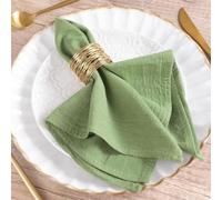 MLMW Lot de 8 Serviettes de Table en Lin et Coton lavables en Vrac pour Mariage, fête prénatal, prénuptial, Anniversaire, fête dans Le Jardin, Vert Sauge, 40,6 x 40,6 cm