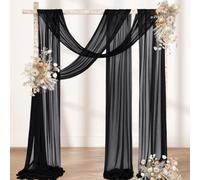 MLMW Tissu drapé noir pour arche de mariage - 1 panneau de 73,7 cm x 6,1 m - Rideaux d'extérieur pour cérémonie, fête, décoration de plafond