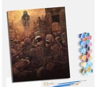 MLNMENG Peinture par Numéros pour Adulte Kits de Avec cadre Peinture au Numéro avec pinceaux de Dessin de Pigment Acrylique pour Décoration de la Maison 40x50 cm Le monde après la mort