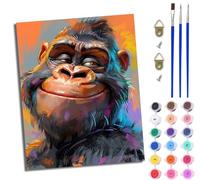 MLNMENG Peinture par Numéros pour Adulte Kits de Peinture au Numéro avec pinceaux de Dessin de Pigment Acrylique pour Décoration de la Maison 40x50 cm Gorille souriant coloré